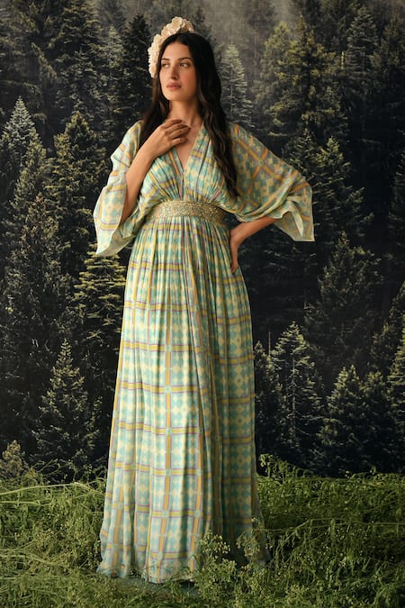 Paulmi And Harsh Geometric Print Kaftan With Belt 