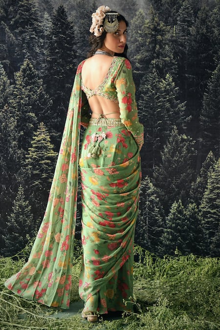 Paulmi And Harsh Pre-Draped Saree With Blouse 