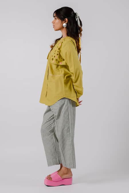 Buy Tussah By Siddhi Shah Black Cotton Embroidery Round Neck Cutwork Flap Shirt With Pant Online at Aza Fashions Buy_Tussah By Siddhi Shah_Black Cotton Embroidery Round Neck Cutwork Flap Shirt With Pant _Online_at_Aza_Fashions