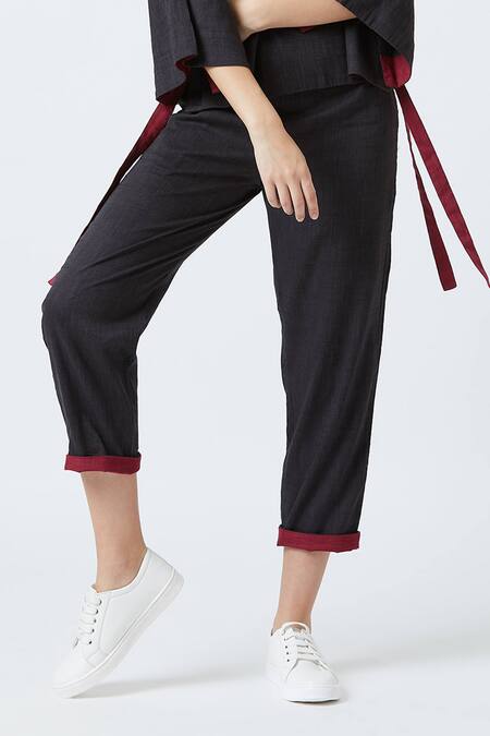 Shop_Doodlage_Upcycled Cotton Black Jade Pants_Online_at_Aza_Fashions