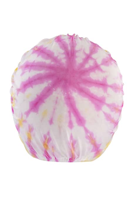 Hair Drama CO_White Tie Dye Hand Turban _Online_at_Aza_Fashions