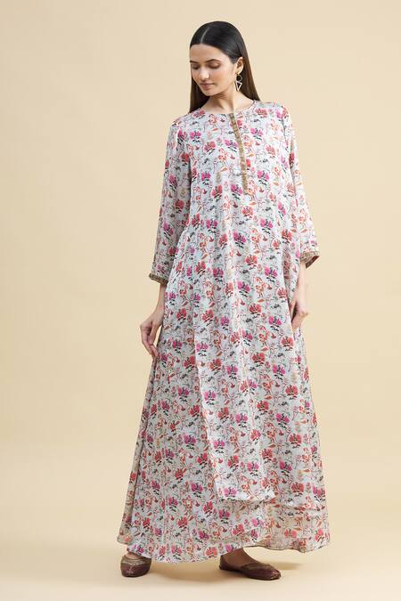 Buy_Zeel Doshi_Green Silk Round Embroidered Tunic  _Online_at_Aza_Fashions