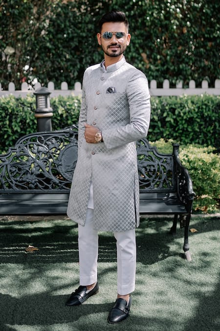 Contrast By Parth Jacquard Sherwani Set 