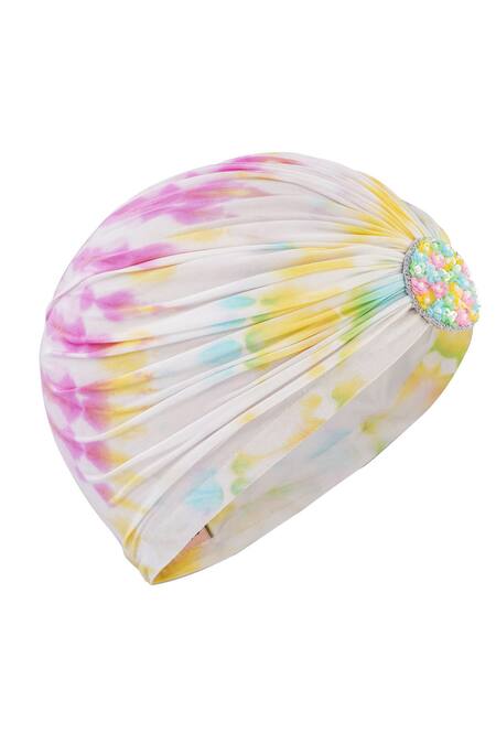 Shop_Hair Drama CO_White Tie Dye Hand Turban _Online_at_Aza_Fashions
