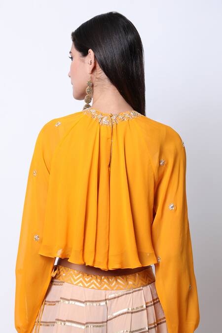 Buy Nikasha Beige Round Embellished Top Dhoti Pant Set Online at Aza Fashions Buy_Nikasha_Beige Round Embellished Top Dhoti Pant Set _Online_at_Aza_Fashions