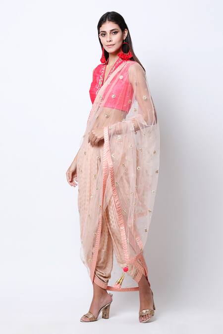 Nikasha Beige V Neck Pre-draped Saree Set  3