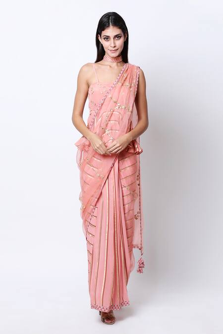 Buy Pink Sarees for Women by Nikasha Online