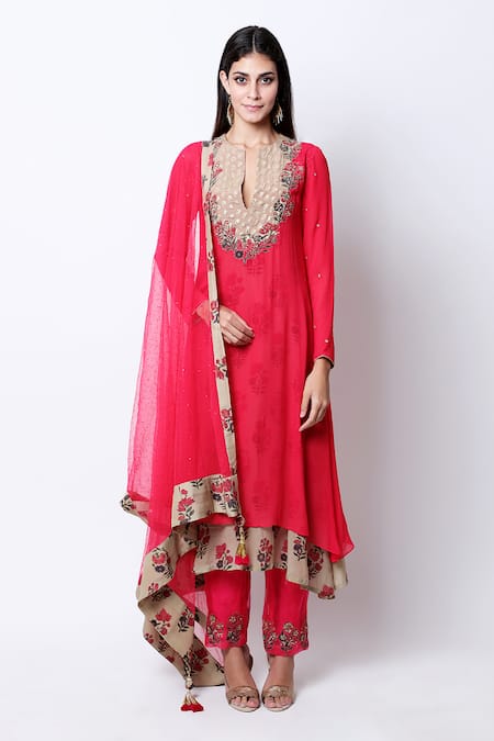 Nikasha Embroidered Asymmetrical Anarkali Set 