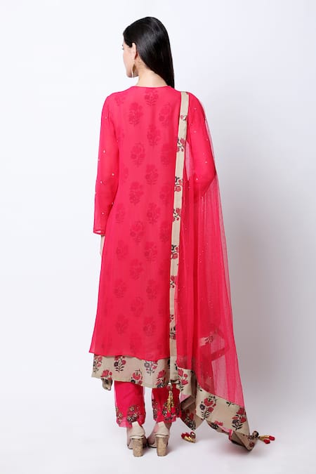 Shop Nikasha Beige Split Embroidered Asymmetrical Anarkali Set at Aza Fashions Shop_Nikasha_Beige Split Embroidered Asymmetrical Anarkali Set _at_Aza_Fashions