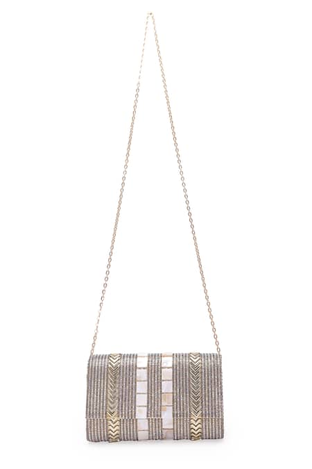 5elements_Gold Embroidery Crystal Clutch _Online_at_Aza_Fashions