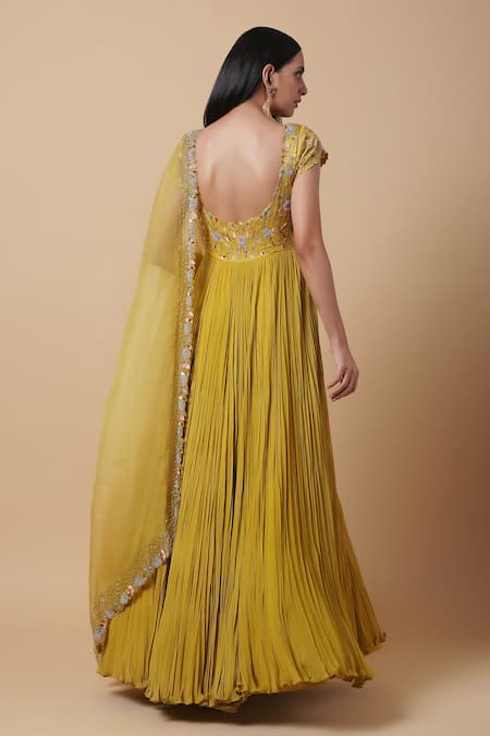 Niamh By Kriti Floral Embroidered Anarkali With Dupatta 