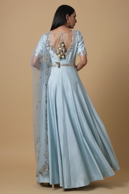 Niamh By Kriti Mirror Embroidered Anarkali With Dupatta 