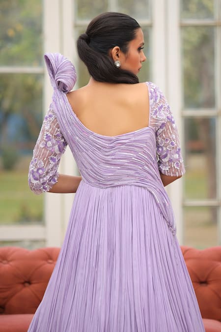 Omkar Textile's Designer Light Purple Gown with Dupatta Set for Wedding,  Party,Birthday,Evening etc. : Amazon.in: Fashion