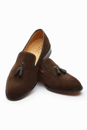 Buy Brown Suede Tassel Loafers For Men by 3DM LIFESTYLE  display picture 3