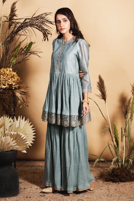 Maliha by Anar and Anoli Chanderi Silk Kurta & Sharara Set 