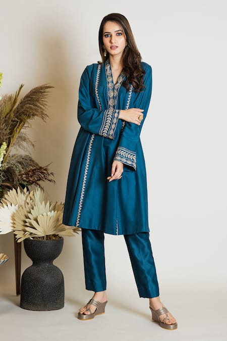 Maliha by Anar and Anoli Chanderi Silk Kurta & Pant Set 