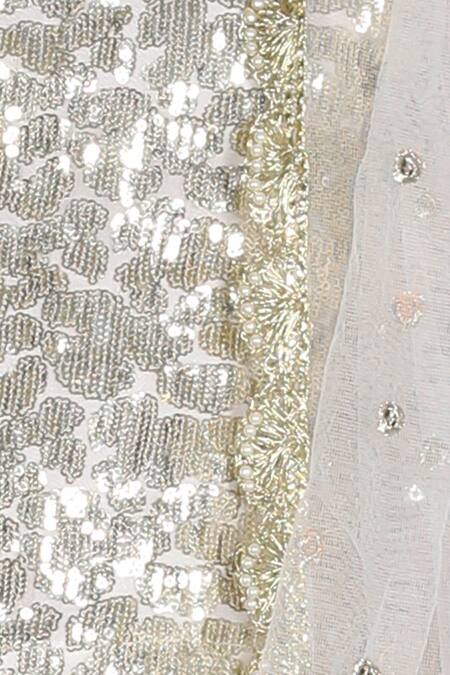 Shop_Bloomers By Amrita M_White Chiffon, Organza Sequins, Embroidery Lehenga Set _Online_at_Aza_Fashions