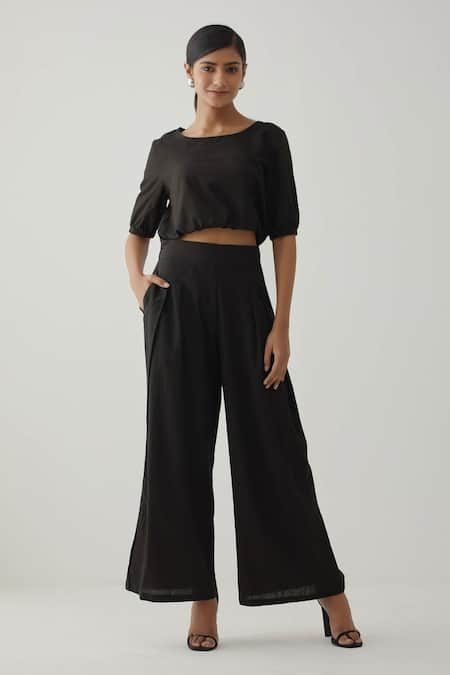 TIC Puff Sleeve Crop Top & Pant Set 