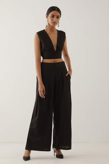 TIC Collared Crop Top & Pant Set 