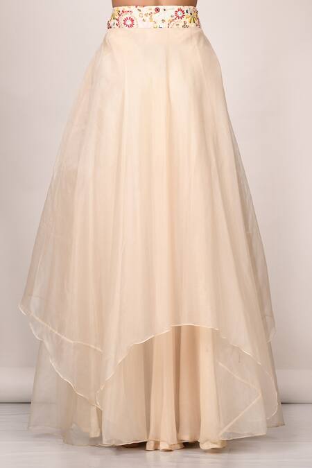 Shop_Samyukta Singhania_White Organza, Dola Silk Abla , Thread Embroidered Choli And Lehenga Set_Online_at_Aza_Fashions