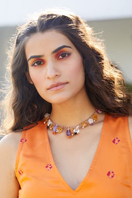 Buy_Osvag India_Gold Plated Bead Drop Choker Necklace _Online_at_Aza_Fashions