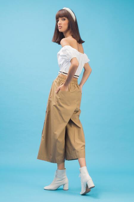 Shop Chillosophy White Poplin One Shoulder Crop Top at Aza Fashions Shop_Chillosophy_White Poplin One Shoulder Crop Top _at_Aza_Fashions