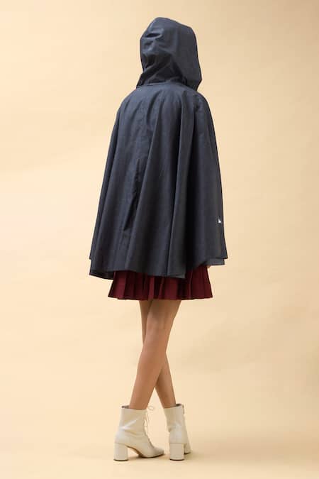 Chillosophy Grey Cotton Hooded Cape Online at Aza Fashions Chillosophy_Grey Cotton Hooded Cape _Online_at_Aza_Fashions