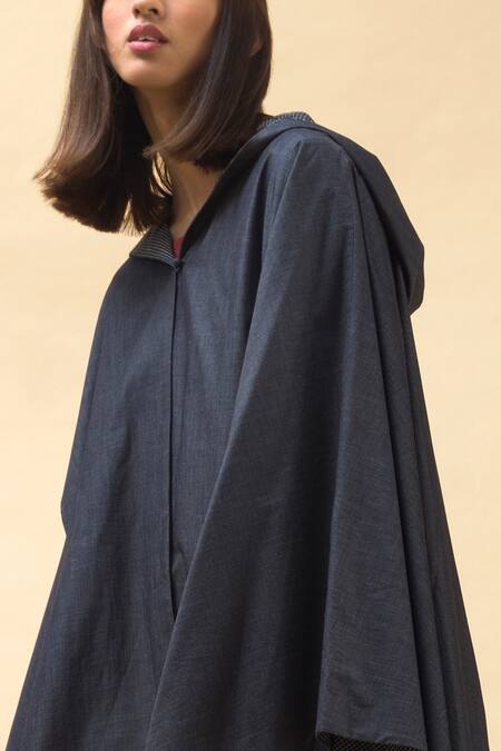 Chillosophy Grey Cotton Hooded Cape at Aza Fashions Chillosophy_Grey Cotton Hooded Cape _at_Aza_Fashions