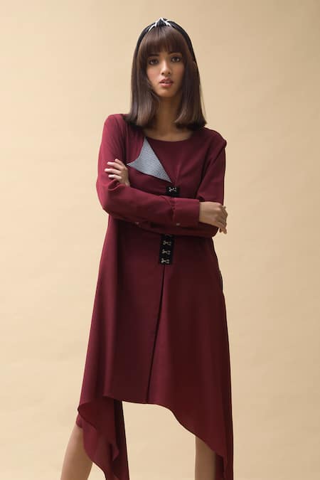 Buy PLAY IT CHIC BURGUNDY DRESS for Women Online in India