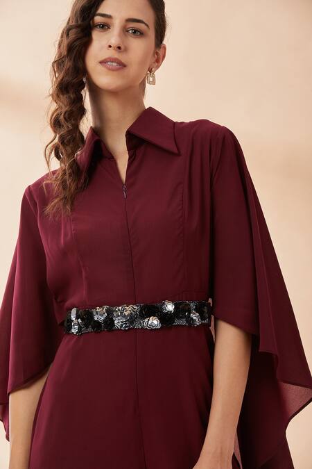 Shop Aakaar Purple Sequins Flared Sleeves Jumpsuit Online at Aza Fashions Shop_Aakaar_Purple Sequins Flared Sleeves Jumpsuit_Online_at_Aza_Fashions