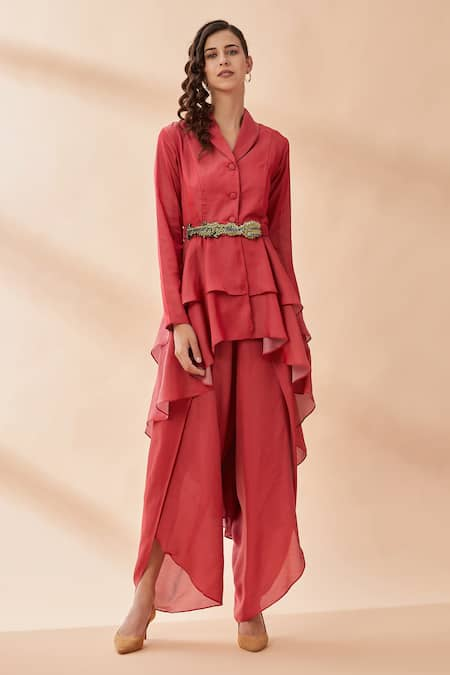 Aakaar Layered Top & Draped Pant Set 