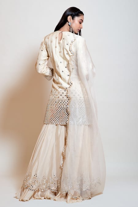 Smriti By Anju Agarwal Mirror Embellished Kurta Sharara Set 