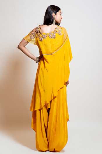 Smriti By Anju Agarwal Embroidered Cape Jumpsuit 