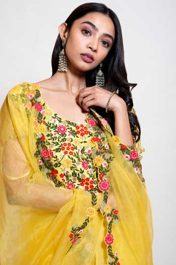 Buy Smriti By Anju Agarwal Yellow Dupatta Organza, Kurta Georgette, Lining Taffeta, Embroidered Set Online at Aza Fashions Buy_Smriti By Anju Agarwal_Yellow Dupatta Organza, Kurta Georgette, Lining Taffeta, Embroidered Set _Online_at_Aza_Fashions