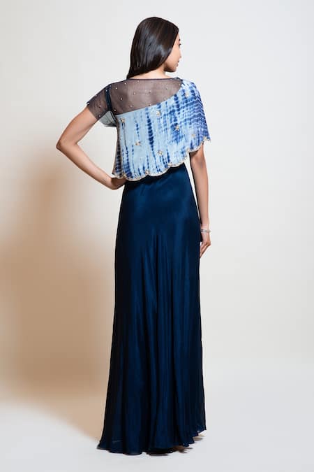 Smriti By Anju Agarwal Leheriya Embellished Cape Gown 