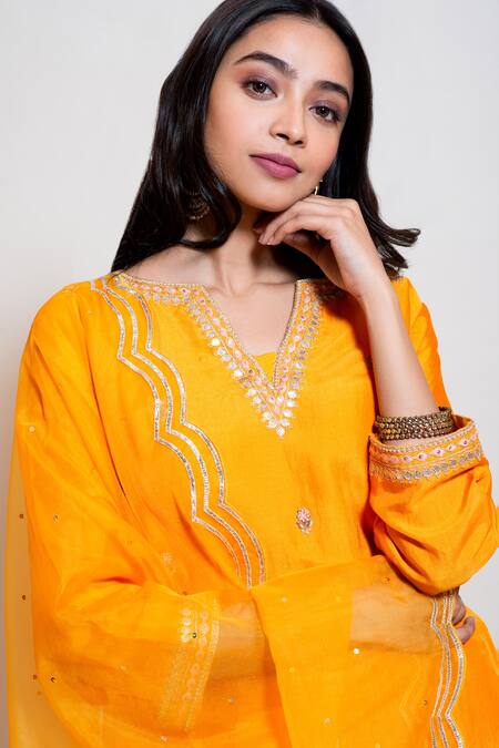 Buy Smriti By Anju Agarwal Orange Dupatta Organza, Kurta Silk, Lining Taffeta, Sharara Georgette Set Online at Aza Fashions Buy_Smriti By Anju Agarwal_Orange Dupatta Organza, Kurta Silk, Lining Taffeta, Sharara Georgette Set _Online_at_Aza_Fashions