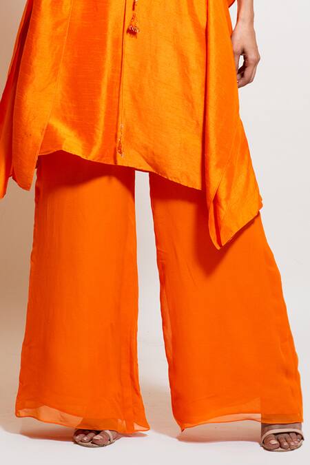 Shop Smriti By Anju Agarwal Orange Kaftan Silk, Lining Taffeta, Pants Embroidered And Palazzo Set Online at Aza Fashions Shop_Smriti By Anju Agarwal_Orange Kaftan Silk, Lining Taffeta, Pants Embroidered And Palazzo Set _Online_at_Aza_Fashions