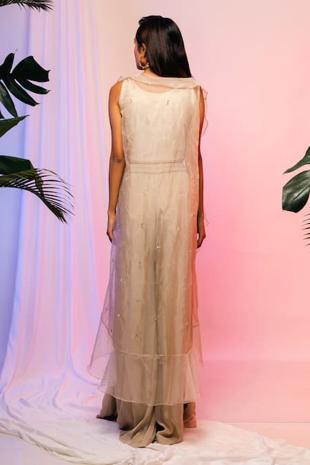 Smriti By Anju Agarwal Organza Jacket Palazzo Set 