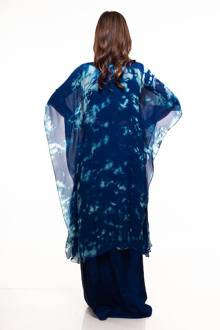 Smriti By Anju Agarwal Blotch Dyed Cape & Draped Skirt Set 