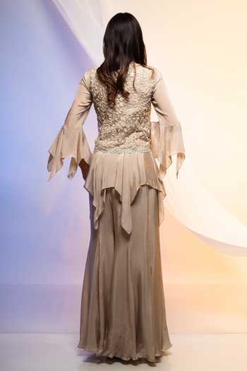 Smriti By Anju Agarwal Embroidered Jacket & Hipster Pant Set 
