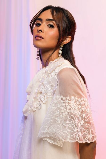 Buy Smriti By Anju Agarwal Ivory Jacket- Organza, Pants- Silk, Top- Chinnon Pearl, Embroidered And Set Online at Aza Fashions Buy_Smriti By Anju Agarwal_Ivory Jacket- Organza, Pants- Silk, Top- Chinnon Pearl, Embroidered And Set _Online_at_Aza_Fashions