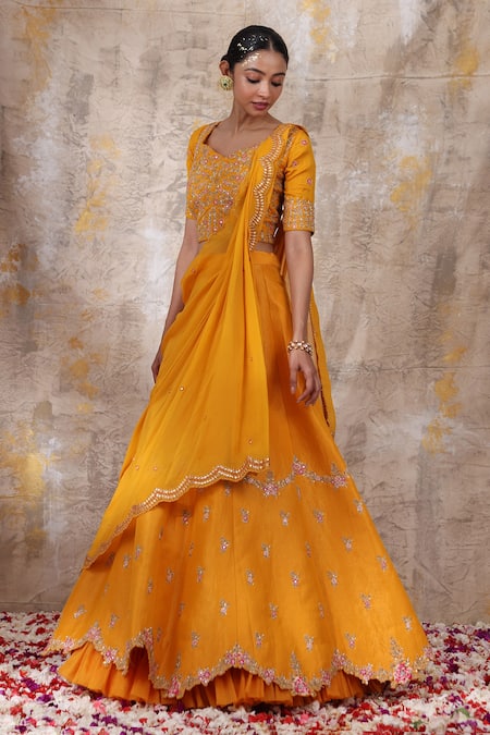 Smriti by Anju Agarwal Ojasvi Embroidered Lehenga Set 