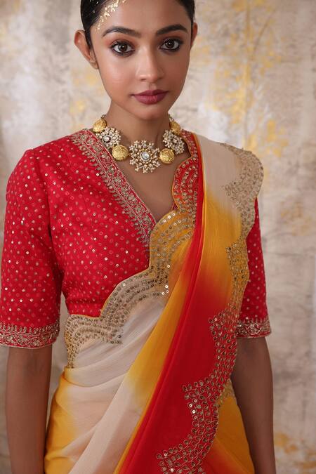 Buy Smriti By Anju Agarwal Yellow Blouse- Silk, Lehenga And Dupatta- Chinnon Kaakali Set With Printed Online at Aza Fashions Buy_Smriti By Anju Agarwal_Yellow Blouse- Silk, Lehenga And Dupatta- Chinnon Kaakali Set With Printed _Online_at_Aza_Fashions