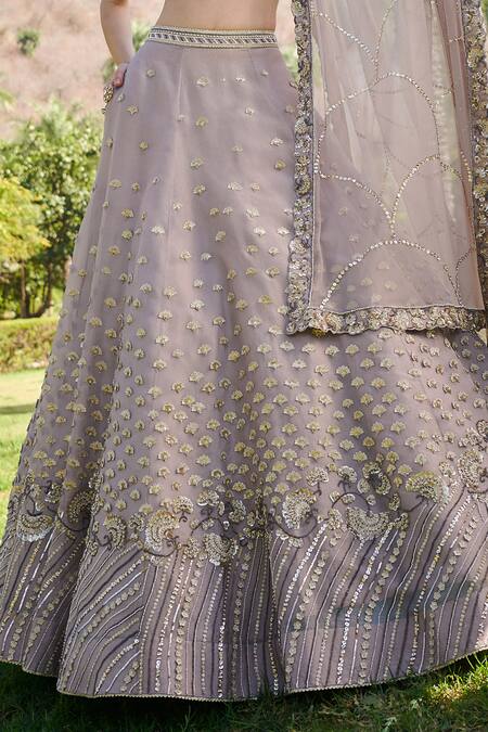 Buy Sahil Kochhar Purple Silk Organza V Neck Aafa Bridal Lehenga Set Online at Aza Fashions Buy_Sahil Kochhar_Purple Silk Organza V Neck Aafa Bridal Lehenga Set _Online_at_Aza_Fashions