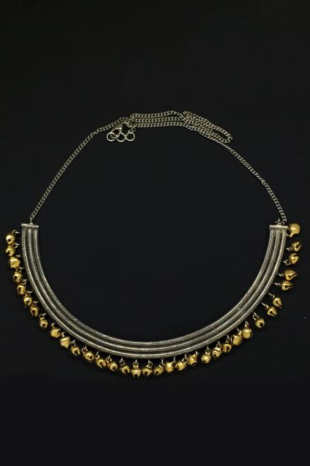 Aaree Accessories Gold Plated Brass Ghungroo Choker Necklace Online at Aza Fashions Aaree Accessories_Gold Plated Brass Ghungroo Choker Necklace_Online_at_Aza_Fashions