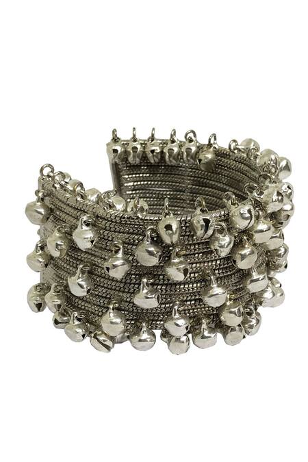 Aaree Accessories_Silver Plated Brass Handcrafted Ghungroo Bracelet_Online_at_Aza_Fashions