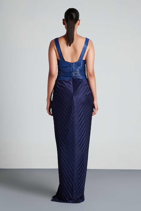Amit Aggarwal Draped Peplum Gown 