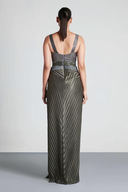 Amit Aggarwal Draped Peplum Gown 