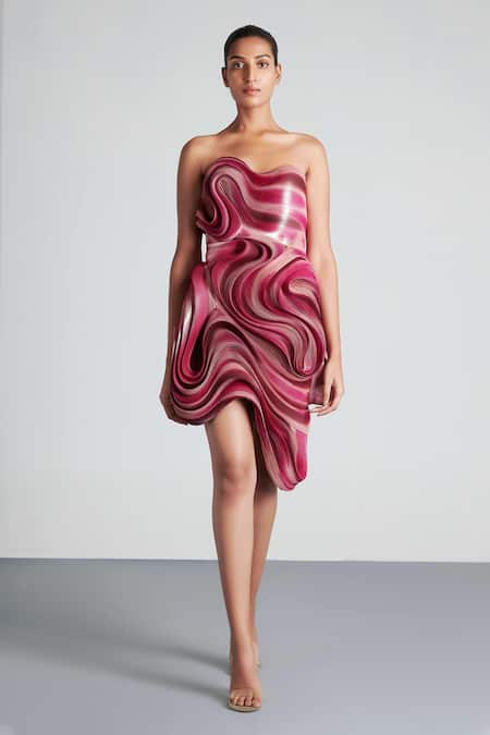 Buy Amit Aggarwal Pink Tulle Bandeau Hand Painted Dress Online at Aza Fashions Buy_Amit Aggarwal_Pink Tulle Bandeau Hand Painted Dress _Online_at_Aza_Fashions