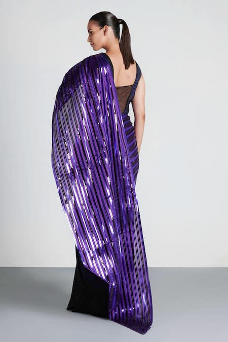 Amit Aggarwal Metallic Saree Gown 